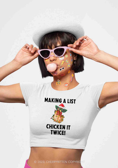 Chicken It Twice Christmas Y2K Baby Tee Cherrykitten