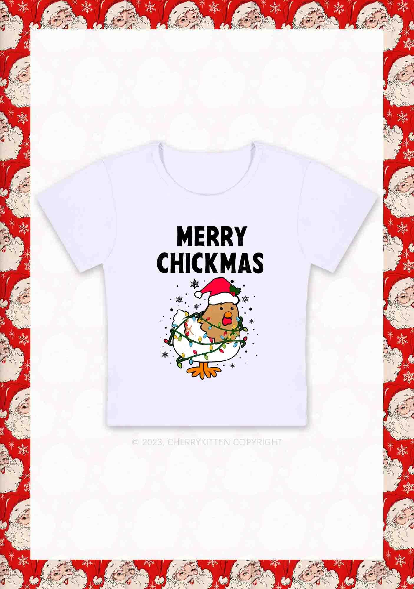 Merry Chickmas Snowflakes Christmas Y2K Baby Tee Cherrykitten