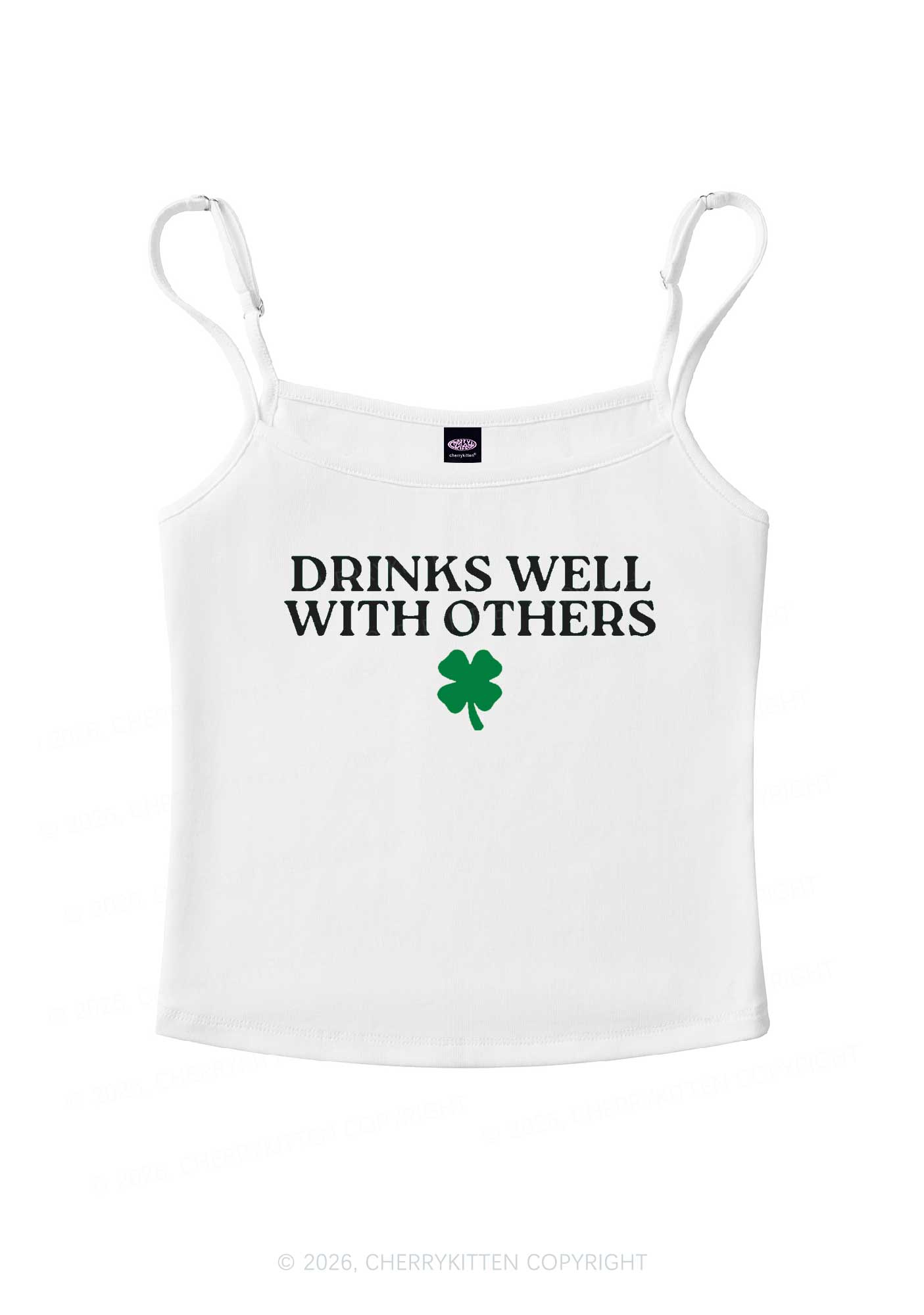 Drinks Well With Others St Patricks Y2K Spaghetti Strap Cami Cherrykitten