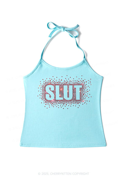 Rhinestone Special Slxt Y2K Halter Neck Cami Cherrykitten