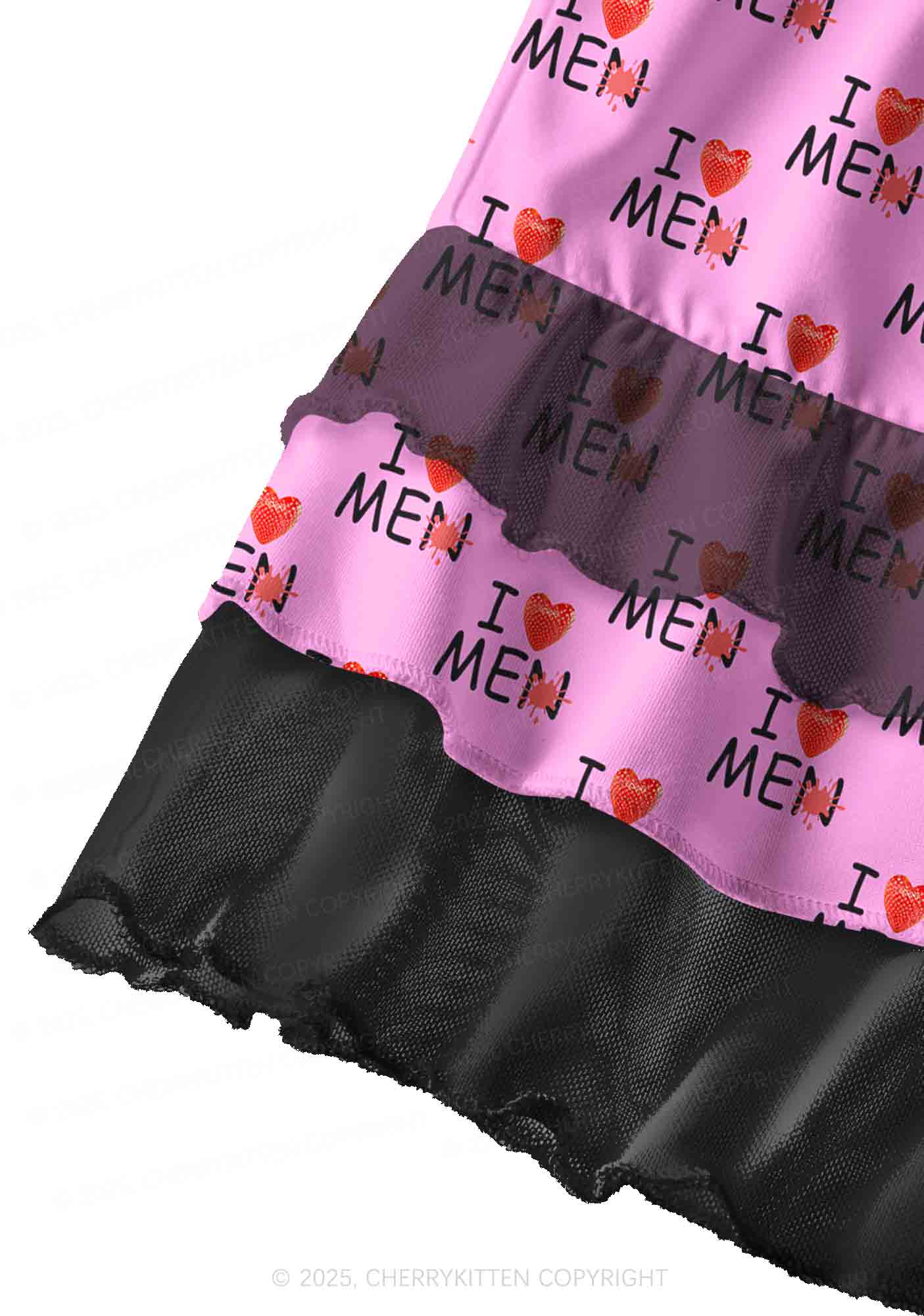 Love Me Not Men Pink Y2K Print Mini Layered Skirt Cherrykitten