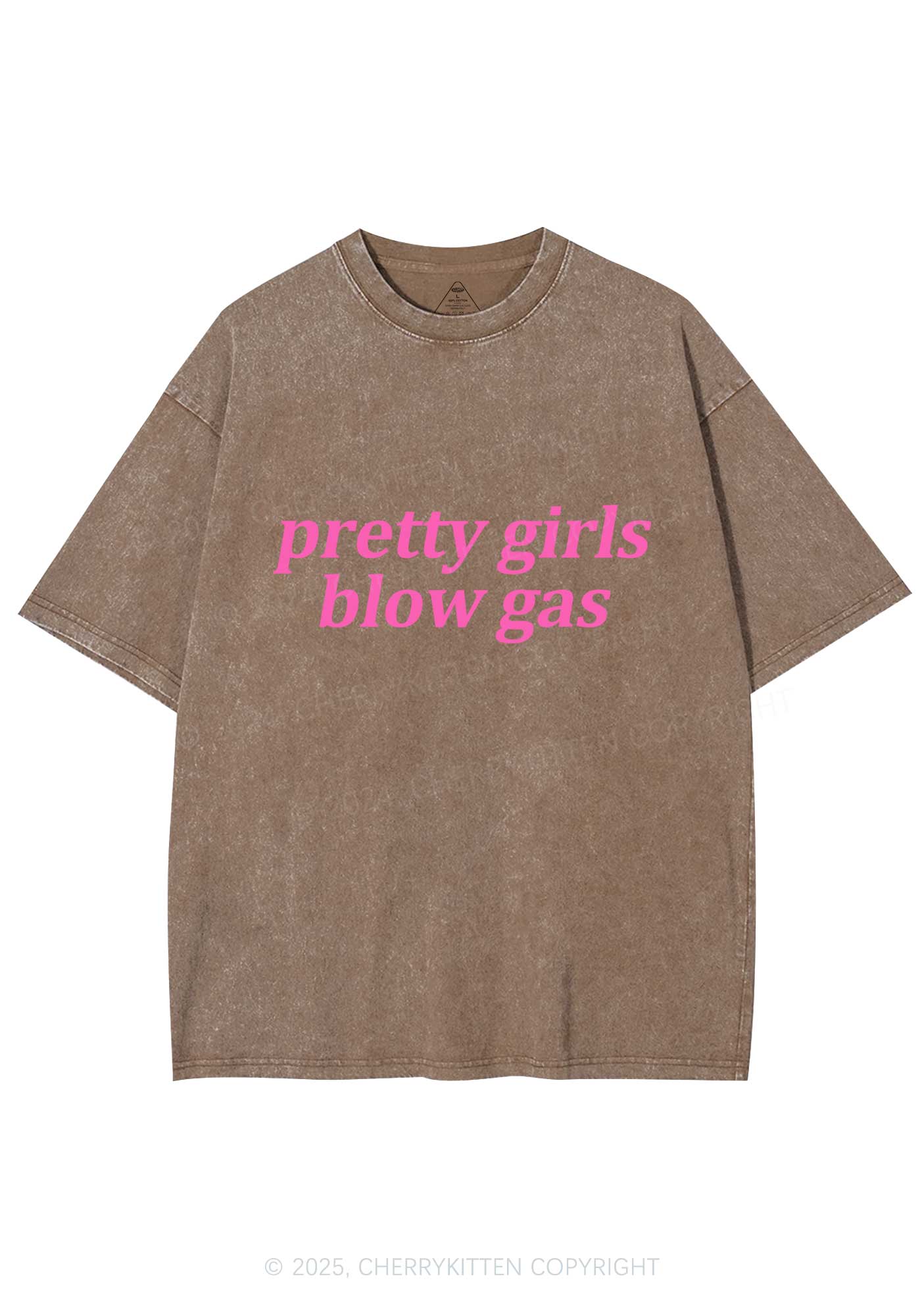 Pretty Girls Blow Gas Y2K Shirts Washed Tee Cherrykitten