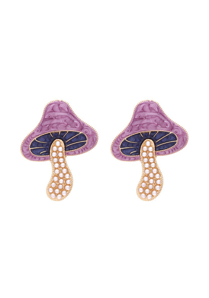 Mushroom Pearl Stud Earrings