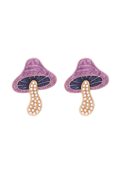 Mushroom Pearl Stud Earrings