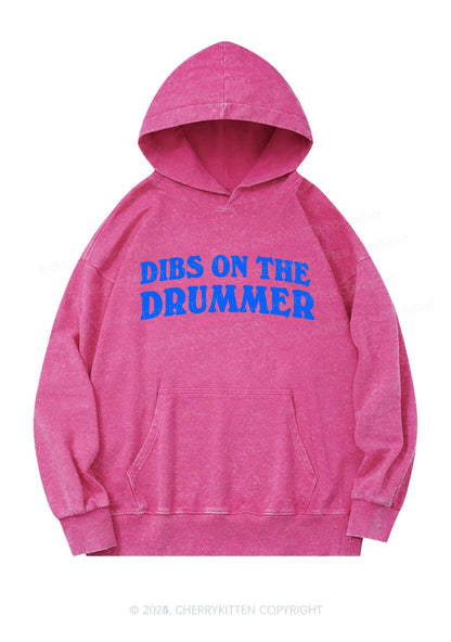 Dibs On The Drummer Y2K Washed Hoodie Cherrykitten