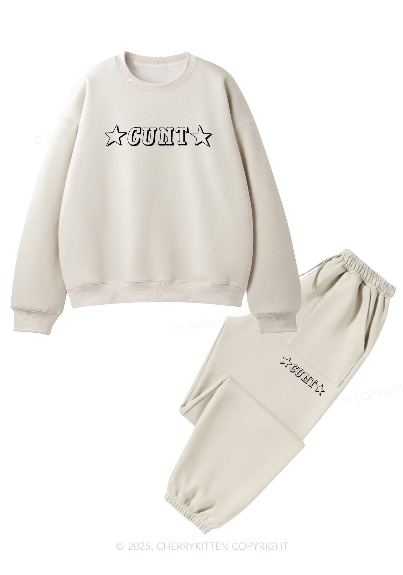 Star Count Y2K Fleece Sweatshirts Set Cherrykitten