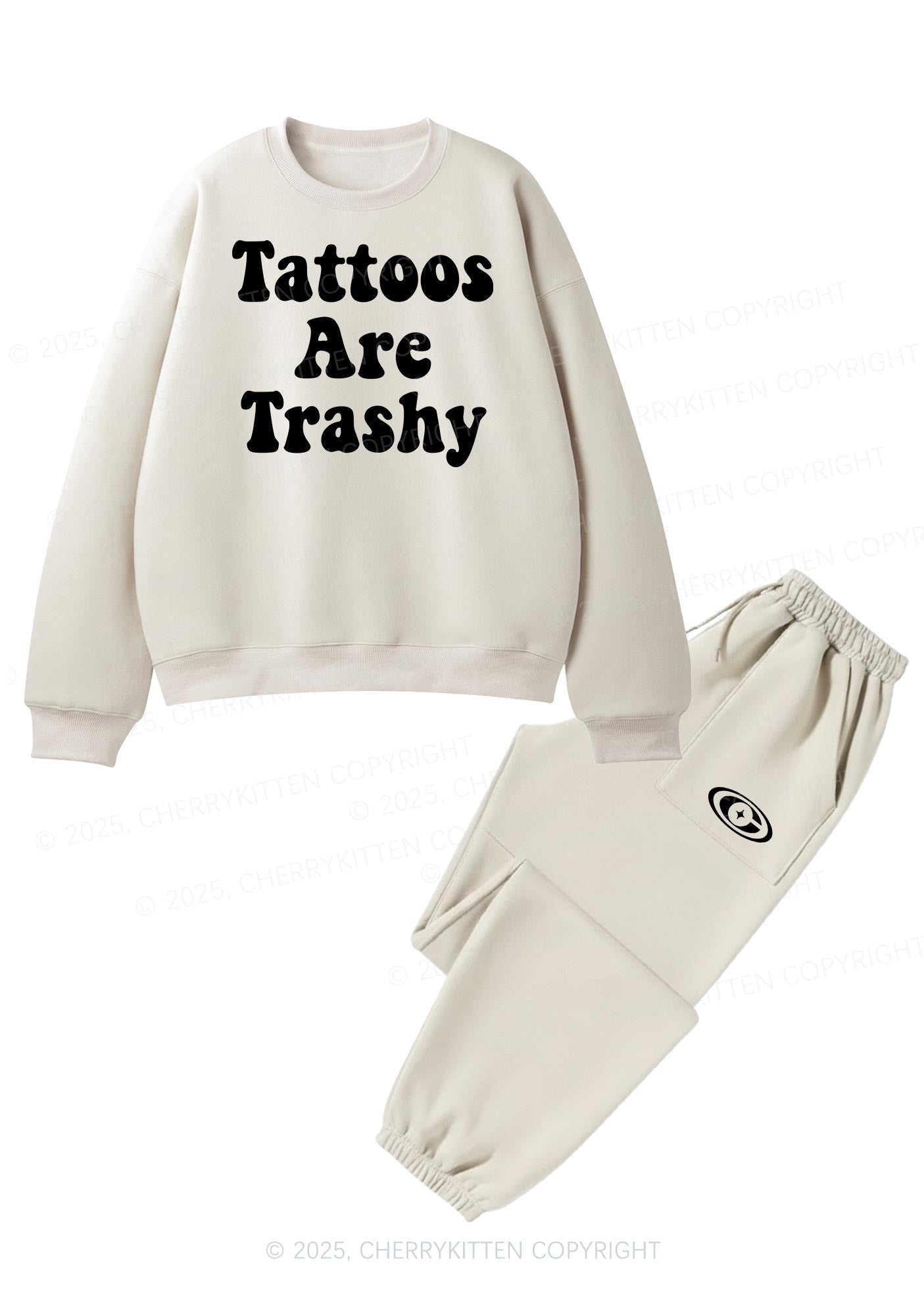 Tattoos Are Trashy Y2K Fleece Sweatshirts Set Cherrykitten