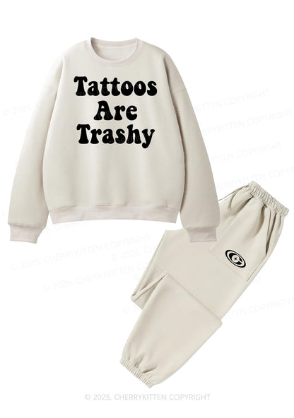Tattoos Are Trashy Y2K Fleece Sweatshirts Set Cherrykitten