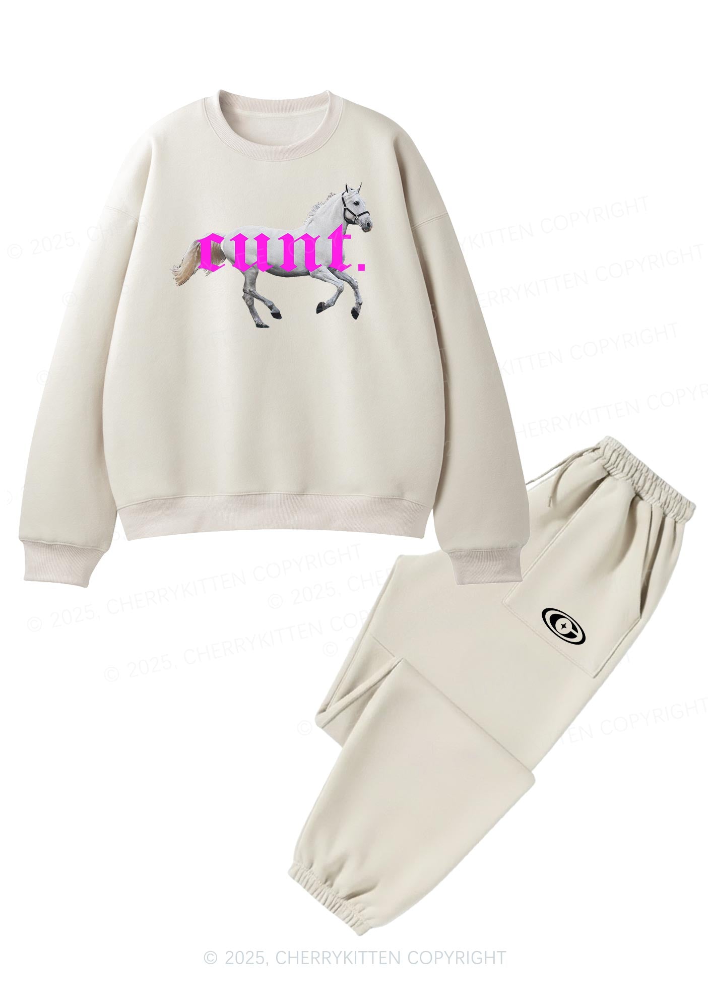 Cxxt Horse Y2K Fleece Sweatshirts Set Cherrykitten