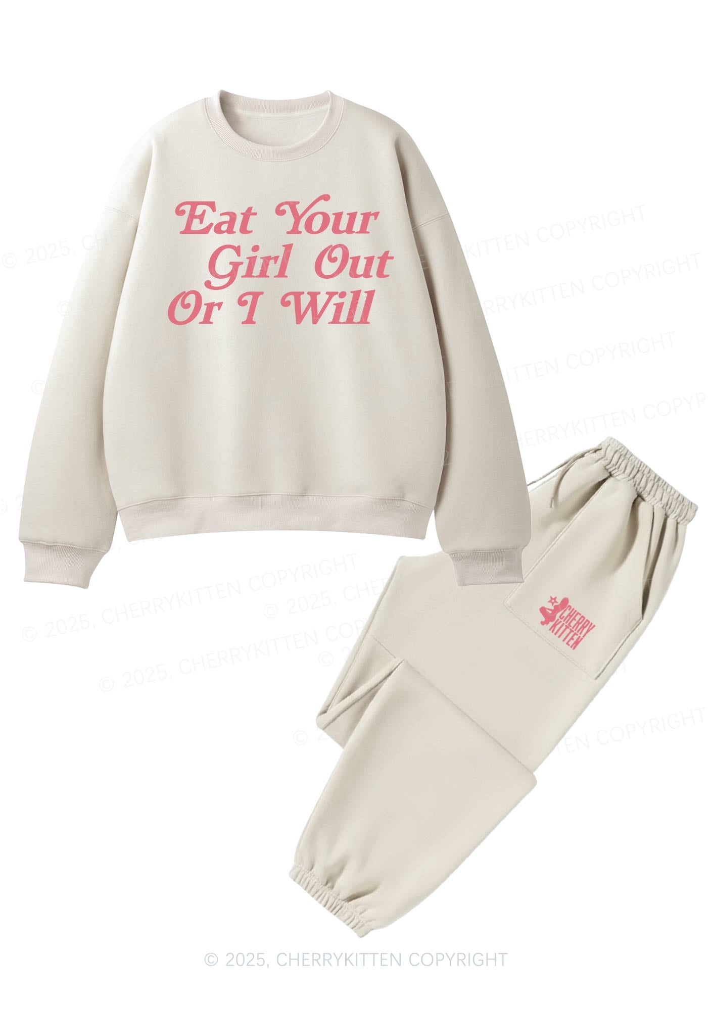 Eat Your Girl Out Pride Y2K Fleece Sweatshirts Set Cherrykitten