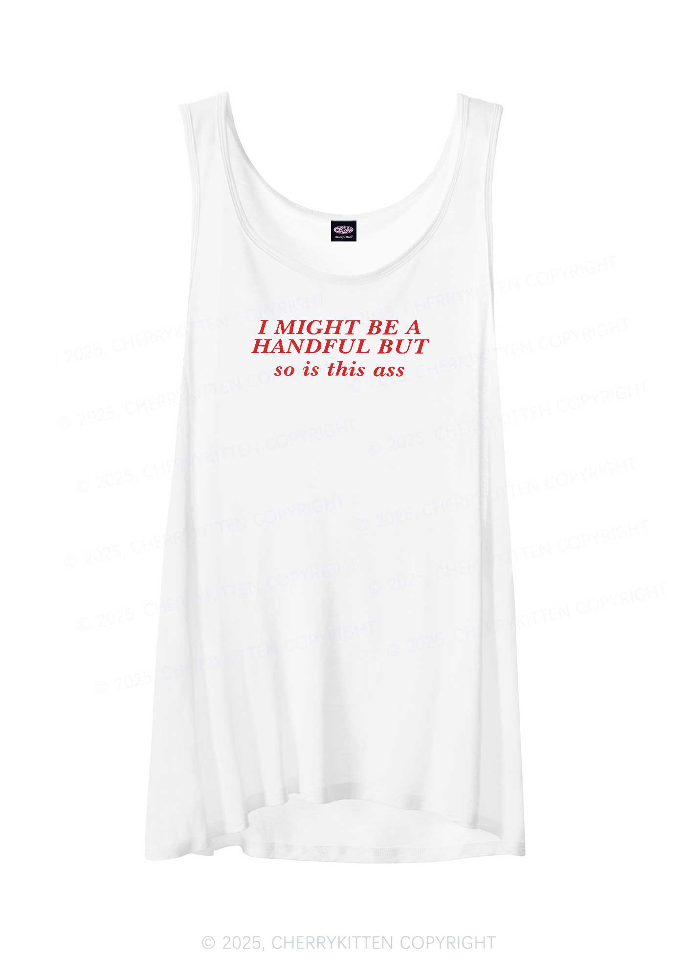 I Might Be Handful Y2K Sheer Boyfriend Tank Cherrykitten