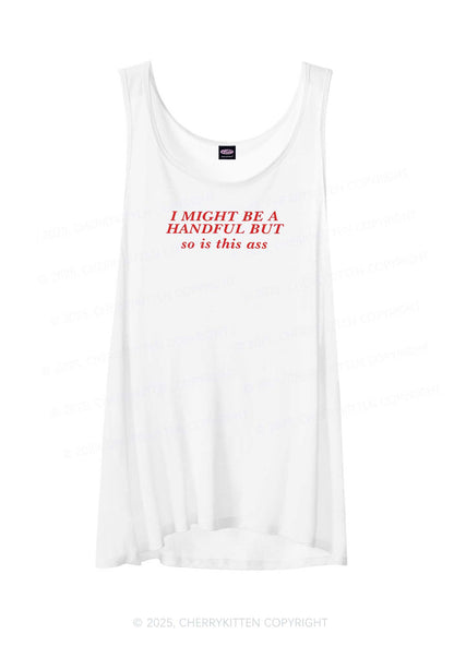 I Might Be Handful Y2K Sheer Boyfriend Tank Cherrykitten
