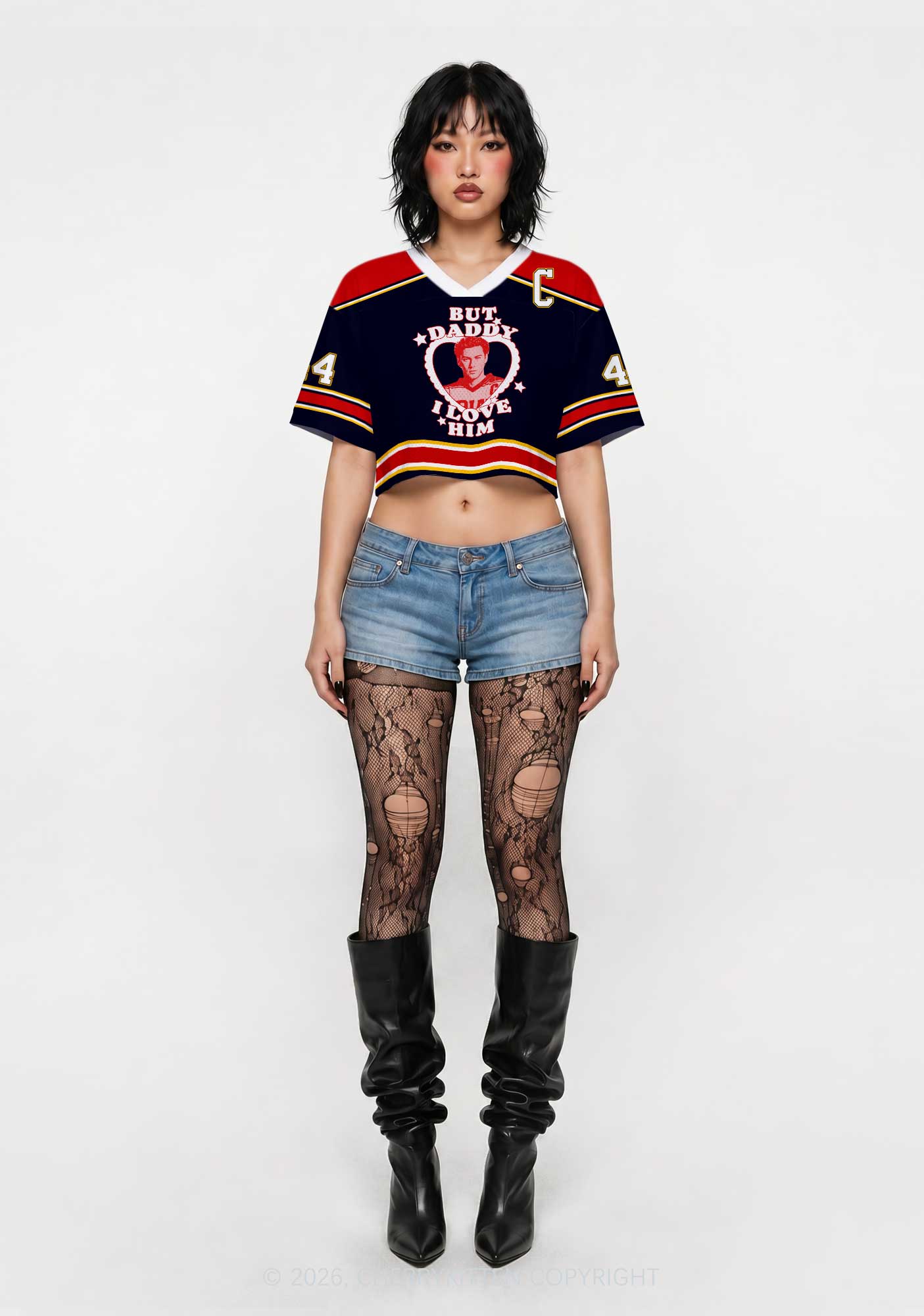 But Daddy I Love Him GG Y2K Crop Sport Jersey Shirts Cherrykitten