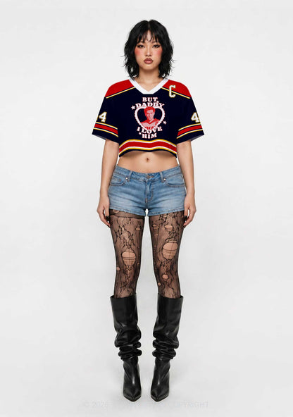 But Daddy I Love Him GG Y2K Crop Sport Jersey Shirts Cherrykitten