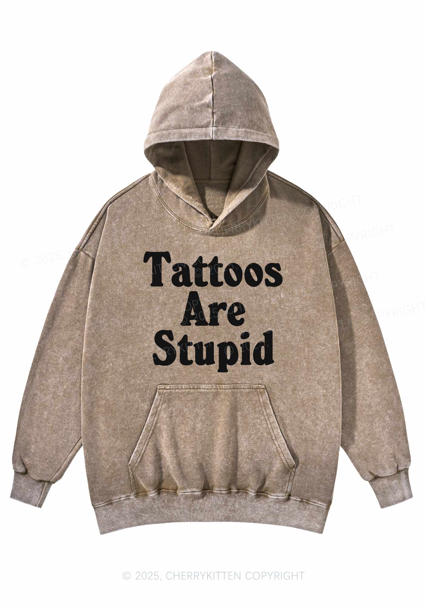 Tattoos Are Stupid Y2K Washed Hoodie Cherrykitten