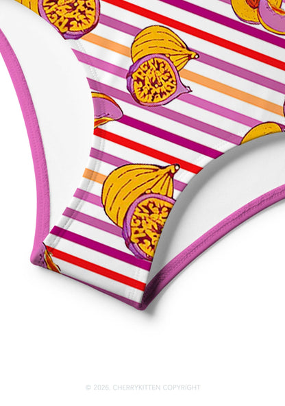 Peachy Lesbian Stripe Pride Y2K Print Bikini Set Cherrykitten