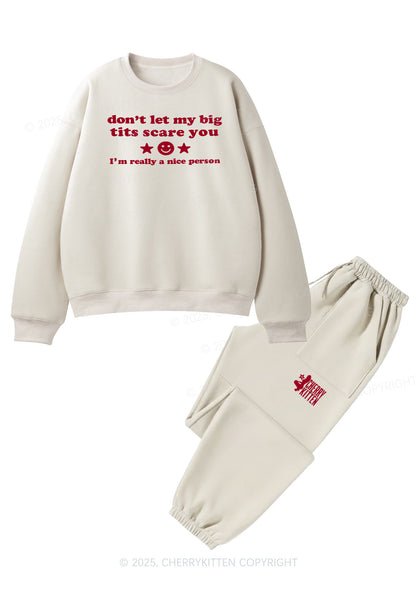 Dont Let My Big Txts Scare You Y2K Fleece Sweatshirts Set Cherrykitten