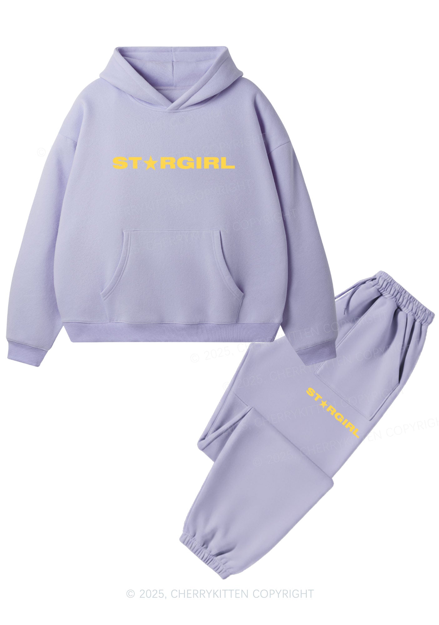 Red Stargirl Y2K Fleece Hoodie Set Cherrykitten