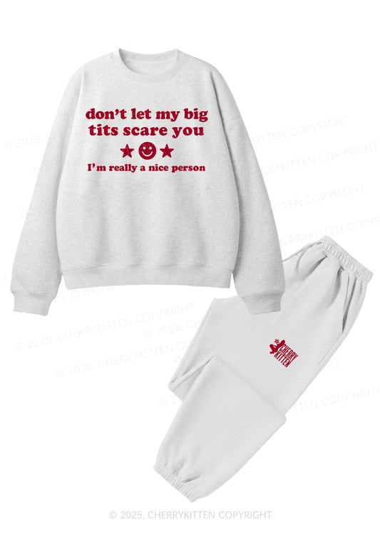 Dont Let My Big Txts Scare You Y2K Fleece Sweatshirts Set Cherrykitten