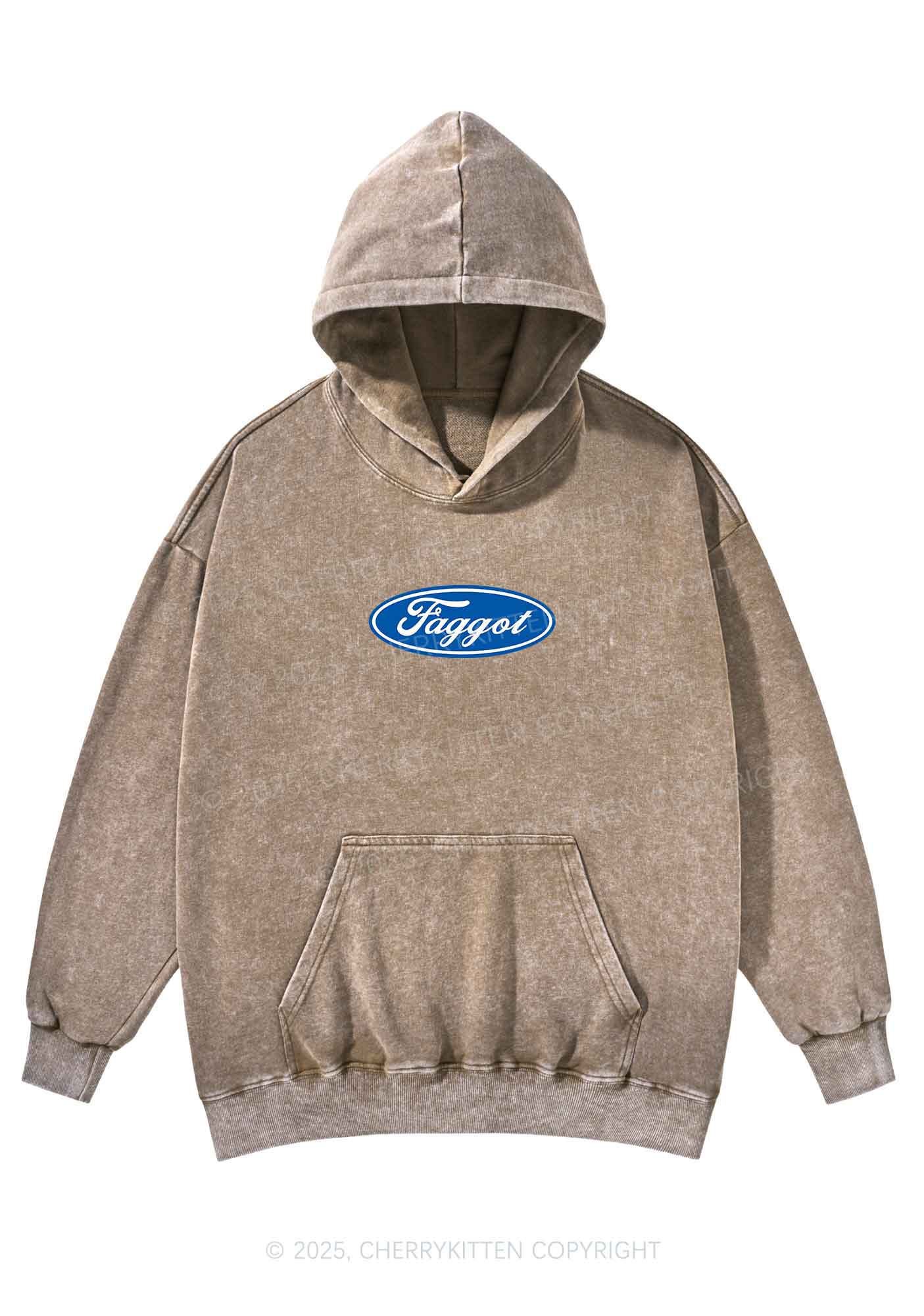 Faggot Pride Y2K Washed Hoodie Cherrykitten