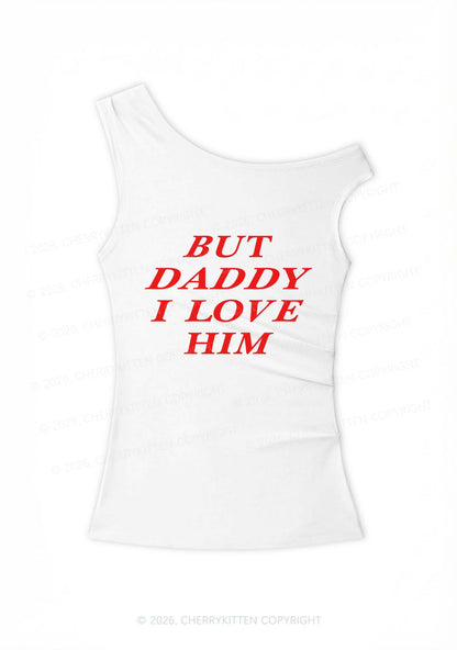 But Daddy I Love Him Y2K Off Shoulder Tank Top Cherrykitten