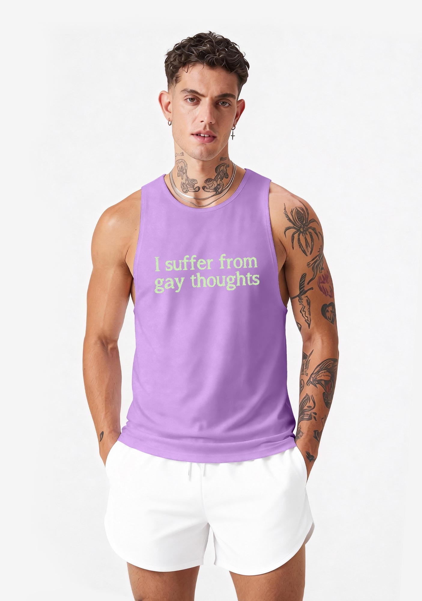 Suffer From Gay Thoughts Pride Y2K Men Racerback Tank Top Cherrykitten
