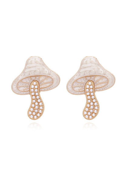 Mushroom Pearl Stud Earrings