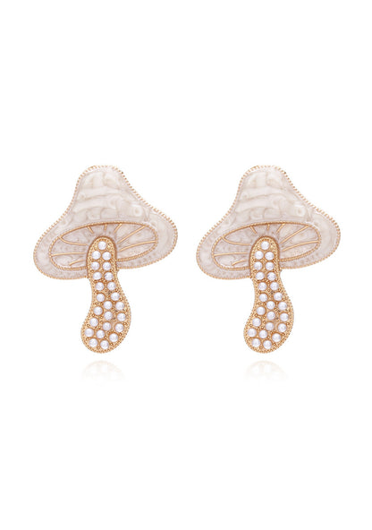 Mushroom Pearl Stud Earrings