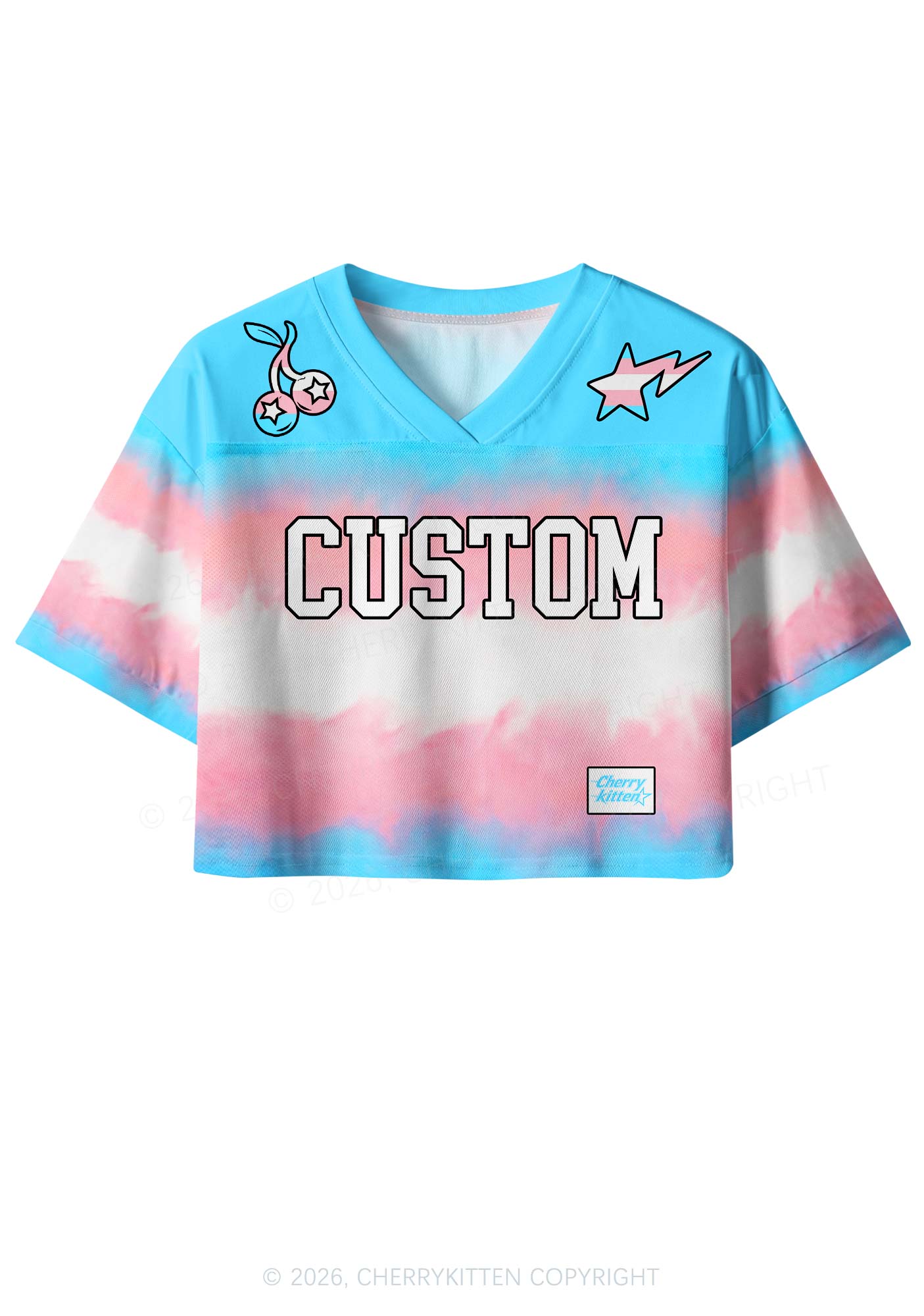 Custom Transgender Flag Pride Y2K Crop Sport Jersey Shirts Cherrykitten