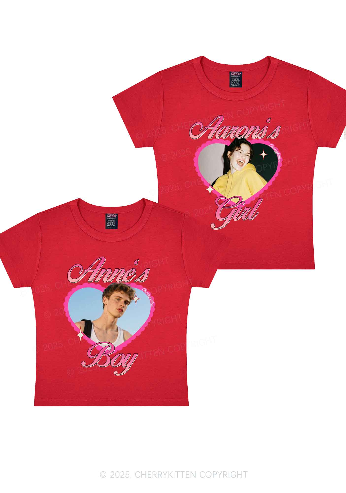 Custom Photo Heart Graphic Y2K Valentine's Day Baby Tee Cherrykitten