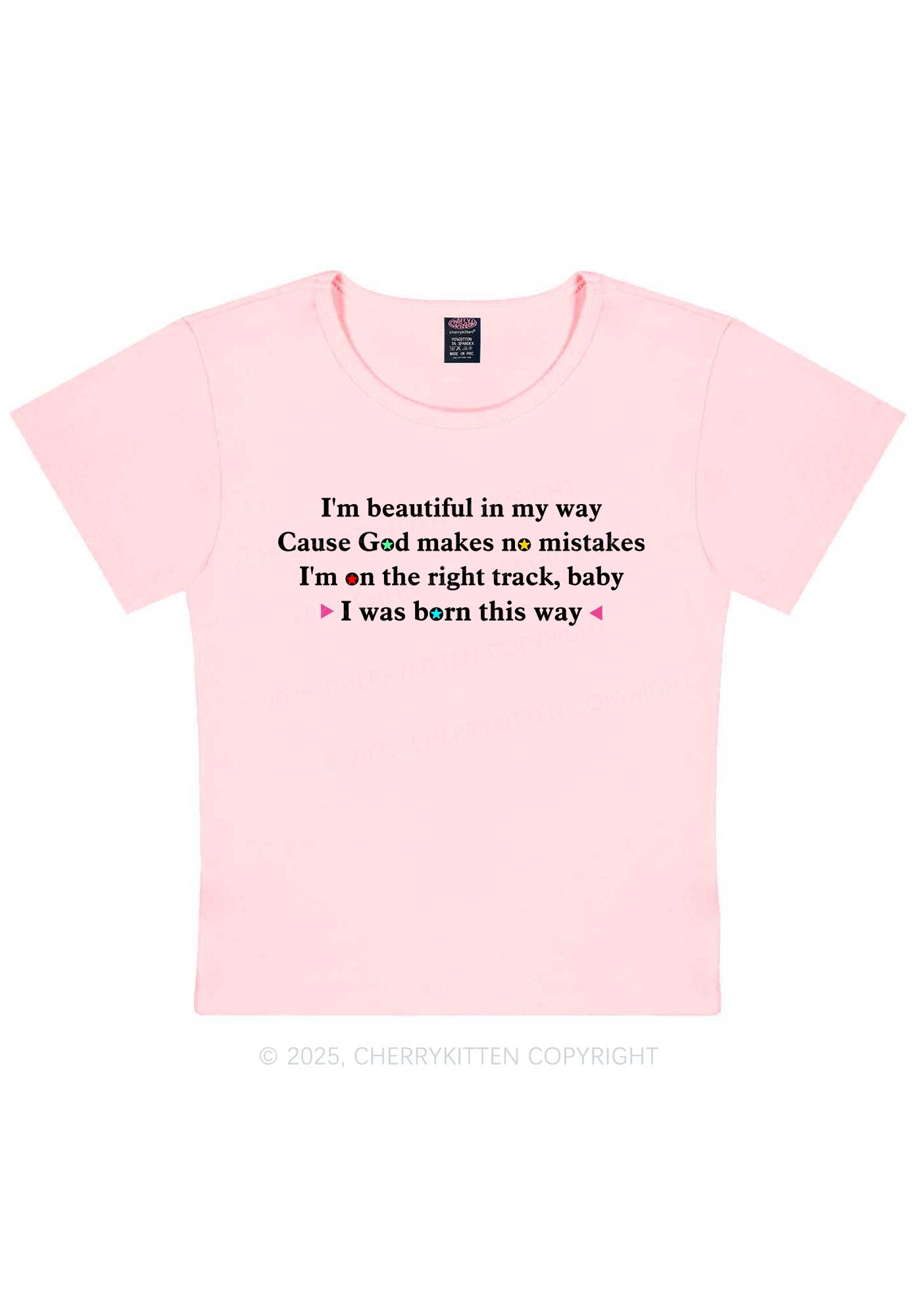 I Was Born This Way Pride Y2K Baby Tee Cherrykitten