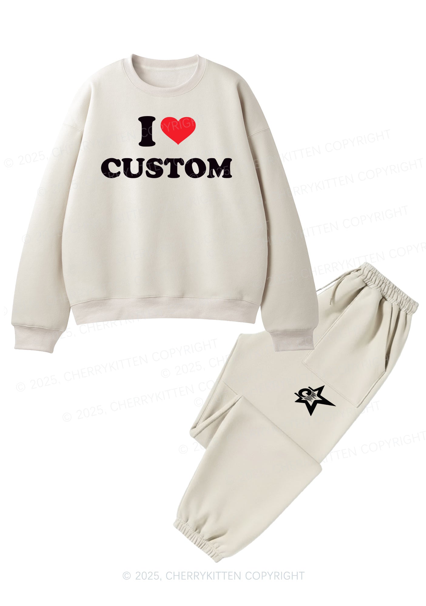 I Love Custom Personalized Y2K Fleece Sweatshirts Set Cherrykitten