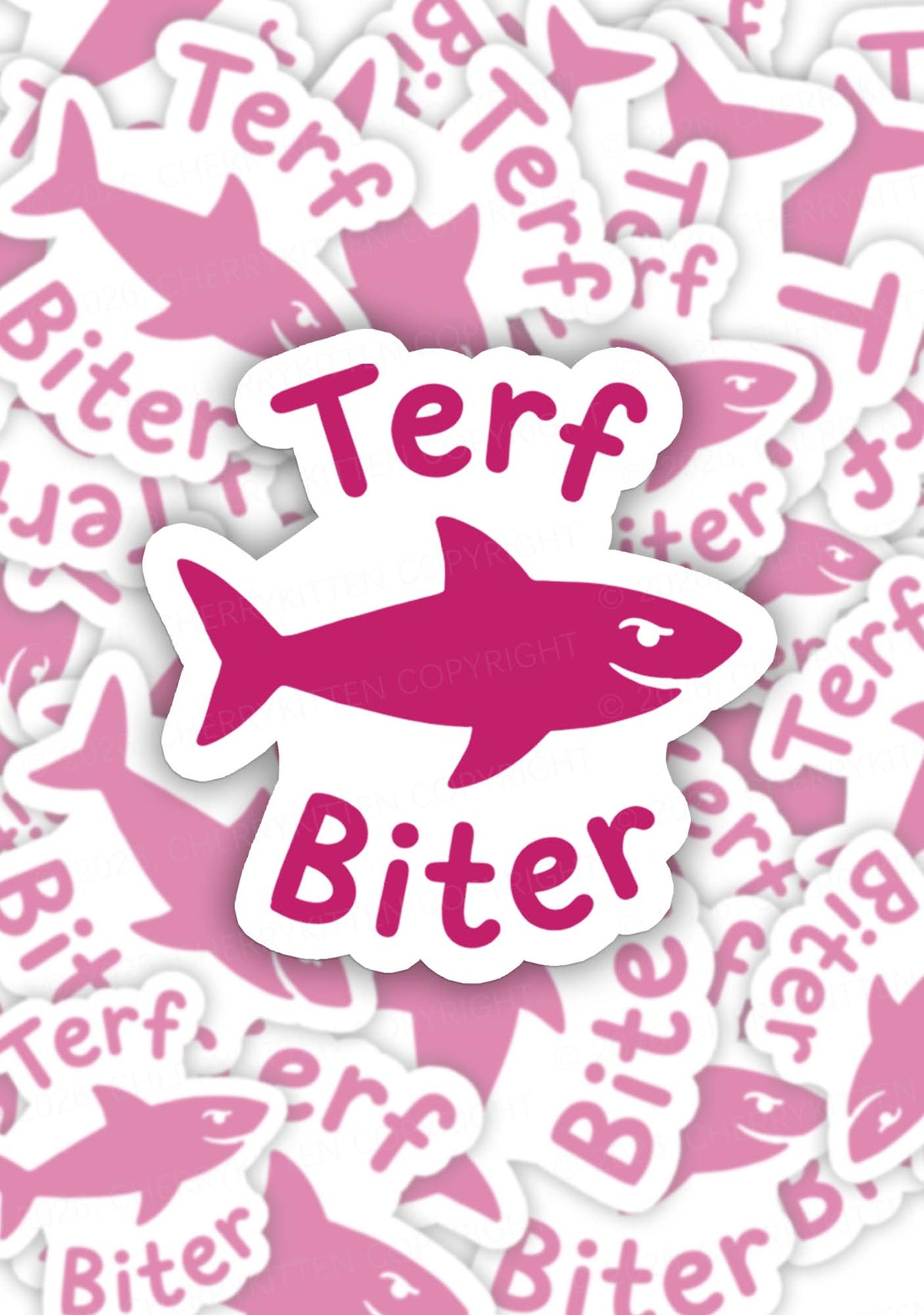 Cherrykitten Terf Biter Shark Pride 1pc Y2K Sticker Cherrykitten for Sale