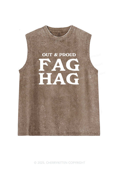 Fag Hag Pride Y2K Washed Muscle Tank Cherrykitten