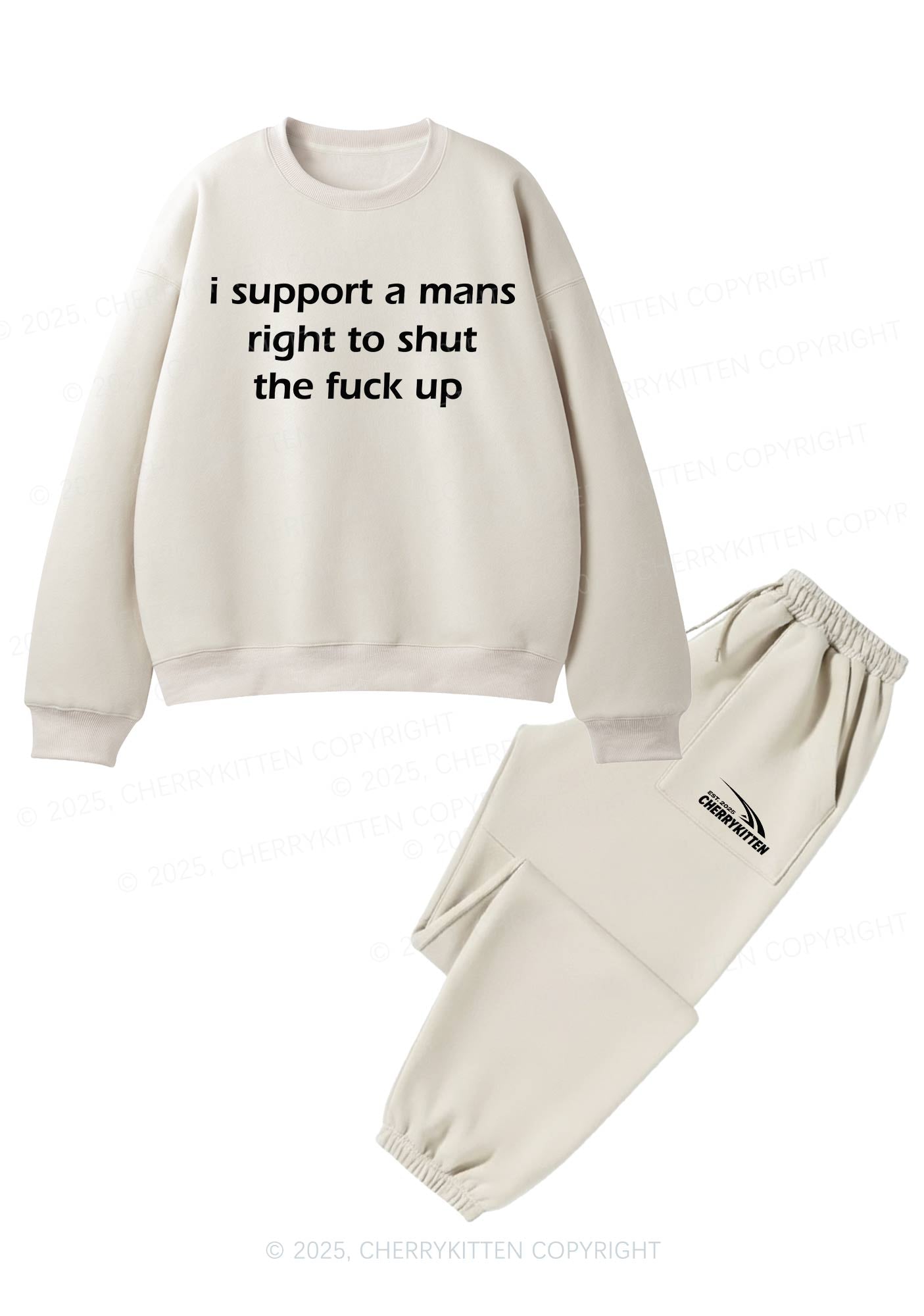 I Support A Mans Right Y2K Fleece Sweatshirts Set Cherrykitten