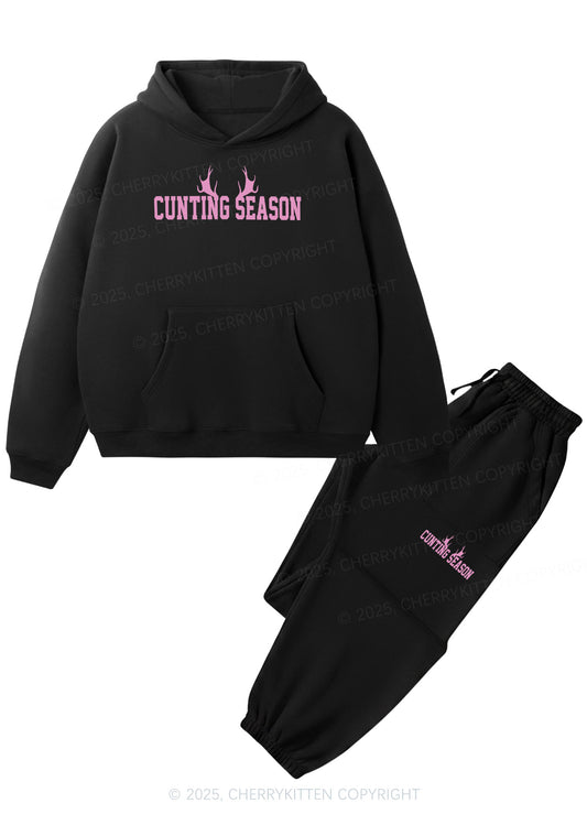 Cunting Season Y2K Fleece Hoodie Set Cherrykitten