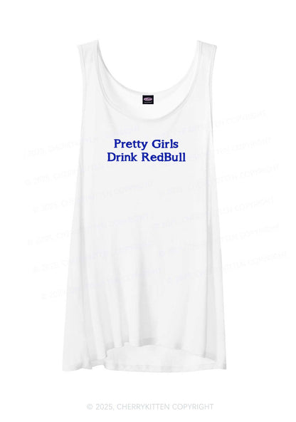 Pretty Girls Drink Redbull  Y2K Sheer Boyfriend Tank Cherrykitten