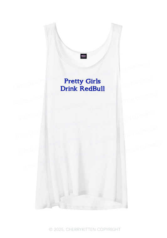Pretty Girls Drink Redbull  Y2K Sheer Boyfriend Tank Cherrykitten