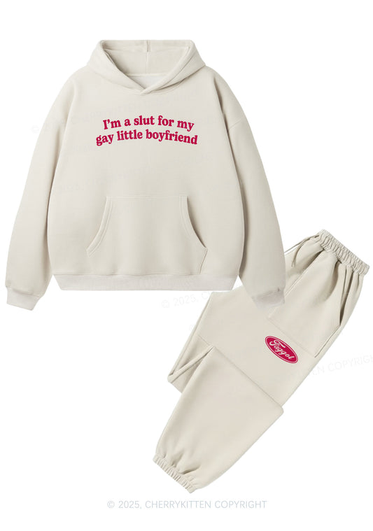 Slxt For My Gay BF Y2K Fleece Hoodie Set Cherrykitten
