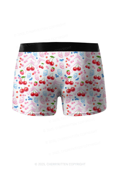 White Cherry Pie Valentine's Day Y2K Print Couples Boxer Briefs Set Cherrykitten
