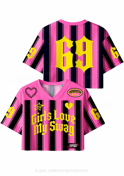 Girls Love My Swag Pride Y2K Crop Sport Jersey Shirts Cherrykitten