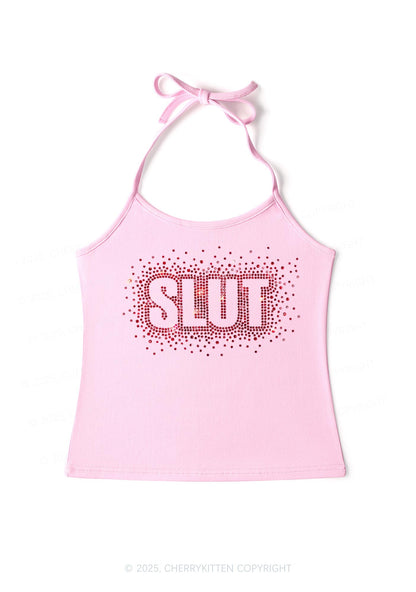 Rhinestone Special Slxt Y2K Halter Neck Cami Cherrykitten