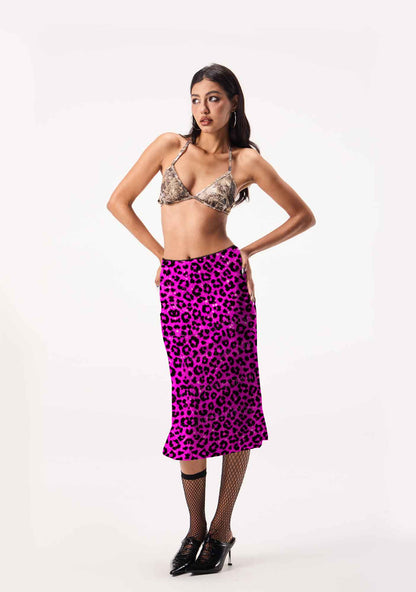 Hot Pink Leopard Y2K Print Midi Skirt Cherrykitten