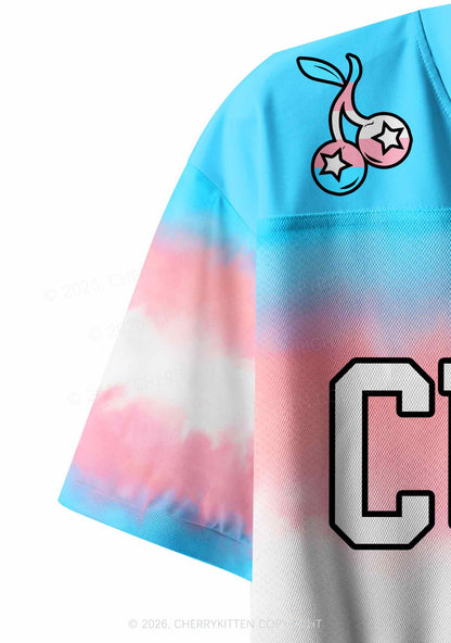Custom Transgender Flag Pride Y2K Crop Sport Jersey Shirts Cherrykitten