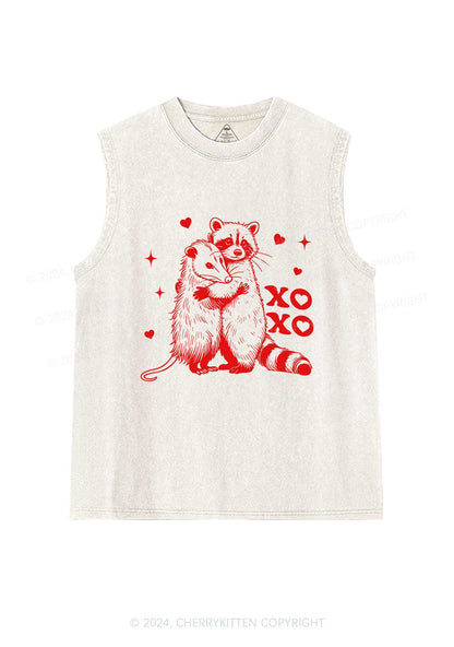 Raccoon XOXO Y2K Valentine's Day Washed Tank Cherrykitten