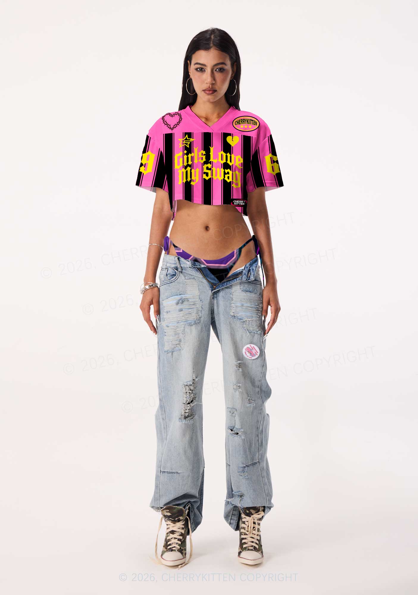 Girls Love My Swag Pride Y2K Crop Sport Jersey Shirts Cherrykitten