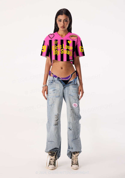 Girls Love My Swag Pride Y2K Crop Sport Jersey Shirts Cherrykitten