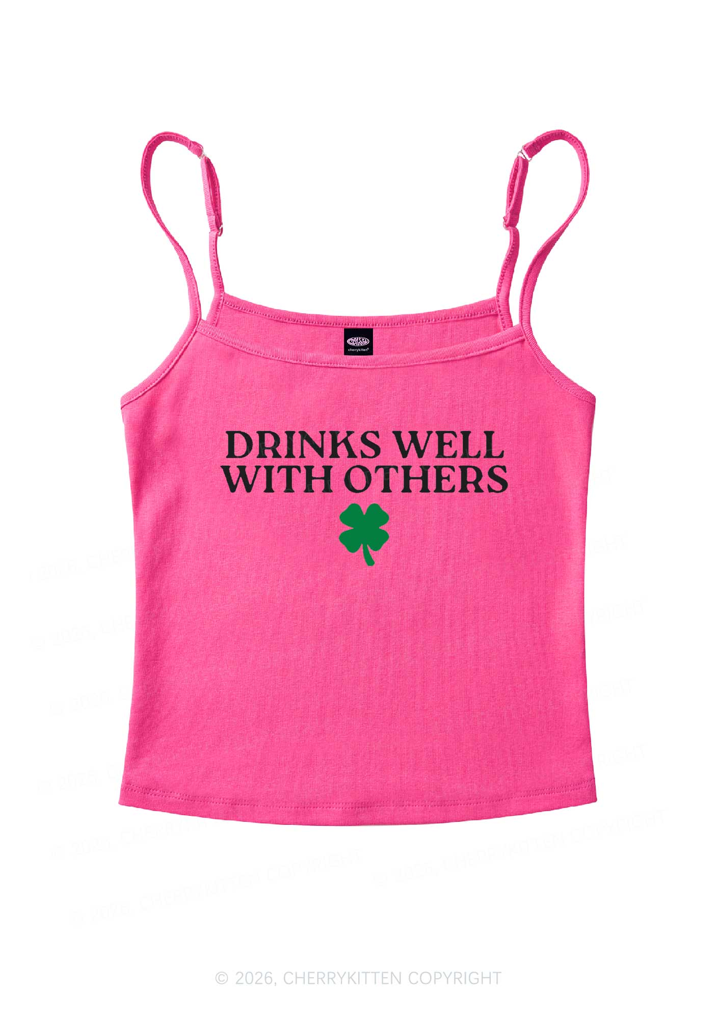 Drinks Well With Others St Patricks Y2K Spaghetti Strap Cami Cherrykitten