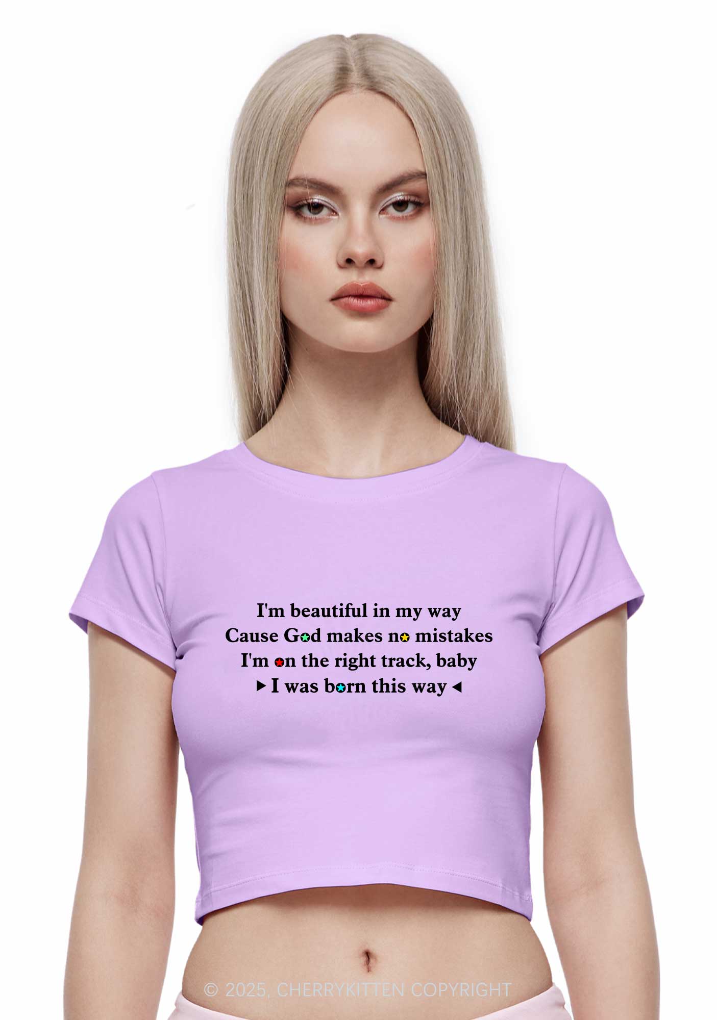 I Was Born This Way Pride Y2K Baby Tee Cherrykitten