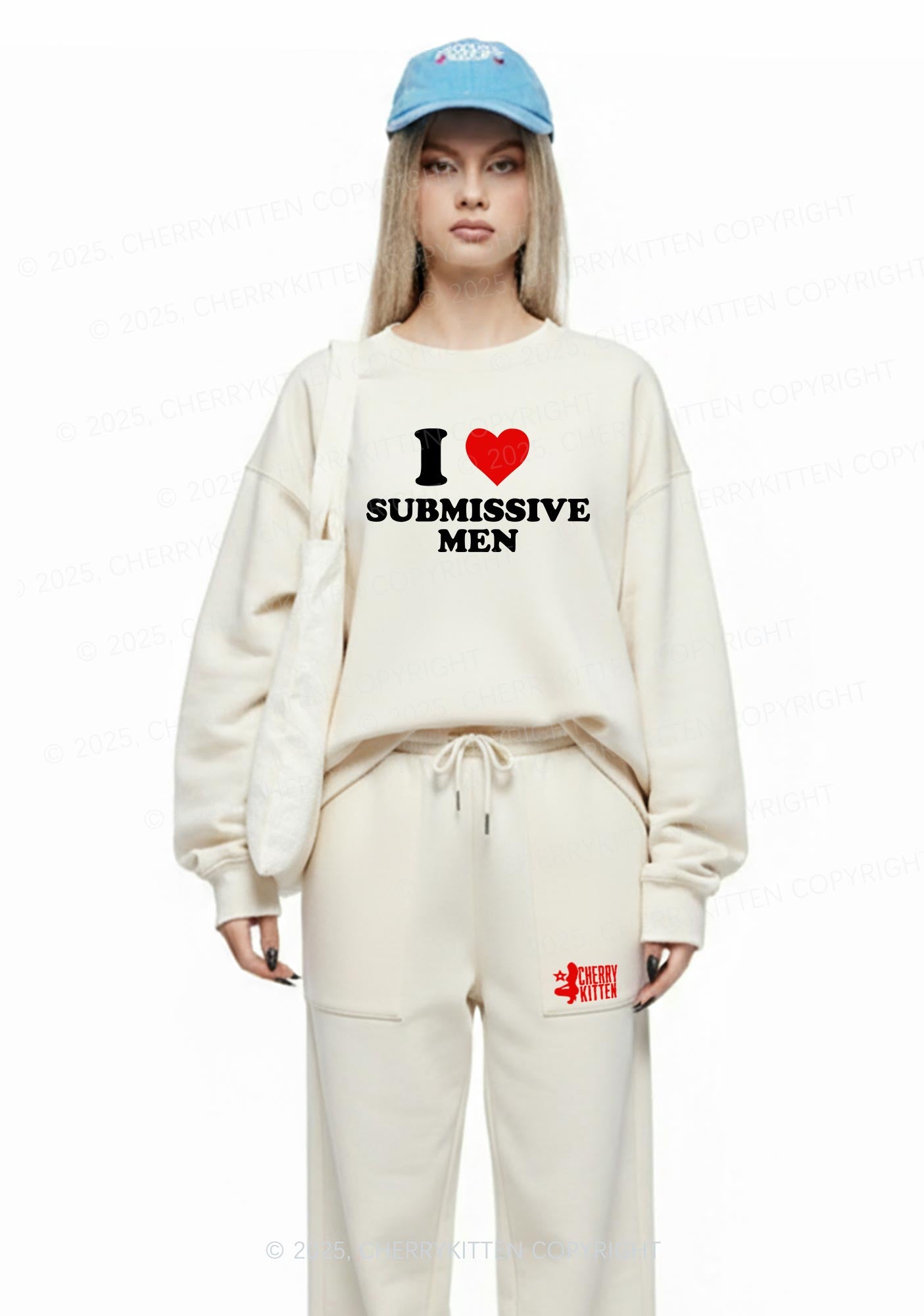 I Love S Men Y2K Fleece Sweatshirts Set Cherrykitten